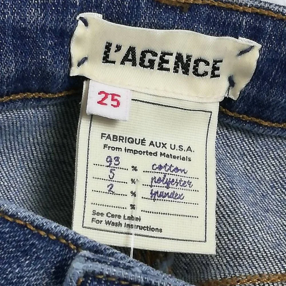 Lagence Womens Jeans Kaia Classic Straight Leg Blue Distressed Stone Wash 25 New